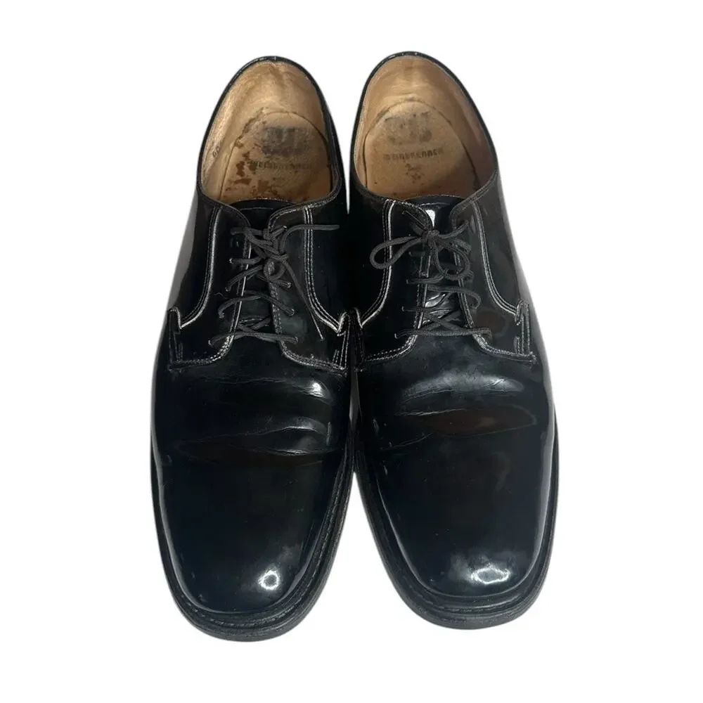 Vtg Weinbrenner Faux‎ Black Patent Mens Lace Up Dress Shoes USA Derby Size 12 D